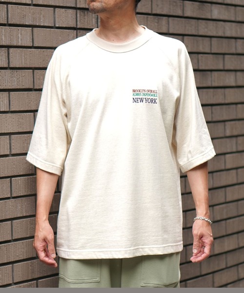 BROOKLYN OVERALL（ブルックリンオーバーオール）の「メランジ刺繍Ｔシャツ（Tシャツ/カットソー・メンズ・ベージュ/グレー・MEDIUM/LARGE/SMALL）」の2枚目の写真