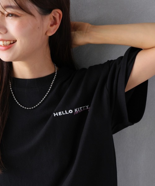 新品！2024年アプワイザーリッシェ ハローキティコラボ Tシャツ ブラック HELLO KITTY × WAAC】UNISEX ハローキティコラボ ロゴTシャツ