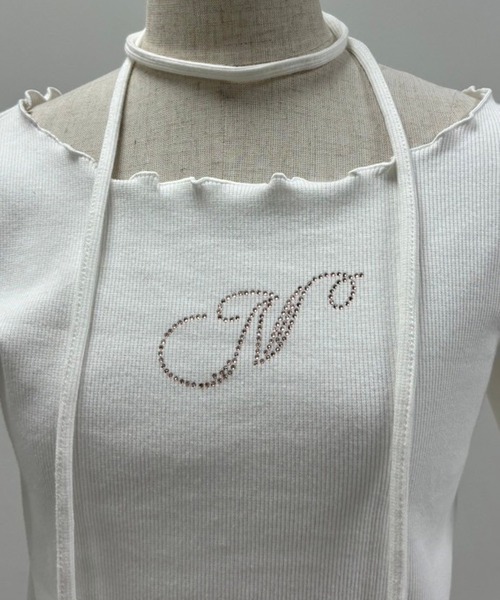 one after another NICE CLAUP（ワンアフターアナザーナイスクラップ）の「チョーカーセットラインストーンTシャツ【WEB限定色あり】（Tシャツ/カットソー・レディース・オフホワイト/ブラック系その他/杢グレー/ホワイト系その他2/ピンク/レッド/ホワイト系その他・FREE）」の11枚目の写真