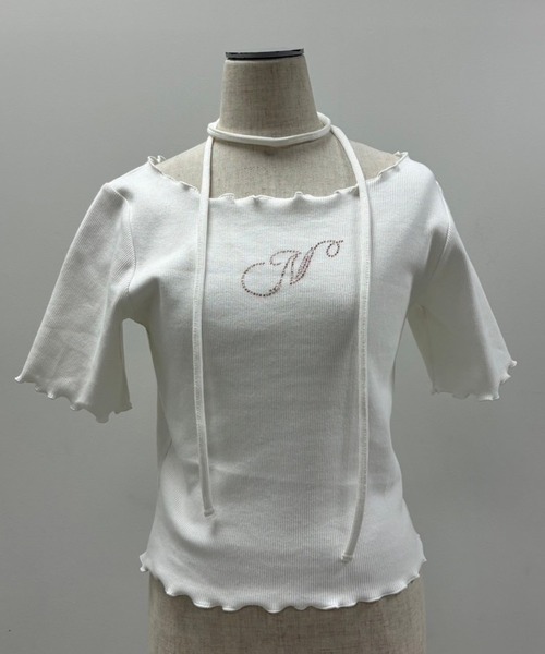 one after another NICE CLAUP（ワンアフターアナザーナイスクラップ）の「チョーカーセットラインストーンTシャツ【WEB限定色あり】（Tシャツ/カットソー・レディース・オフホワイト/ブラック系その他/杢グレー/ホワイト系その他2/ピンク/レッド/ホワイト系その他・FREE）」の22枚目の写真