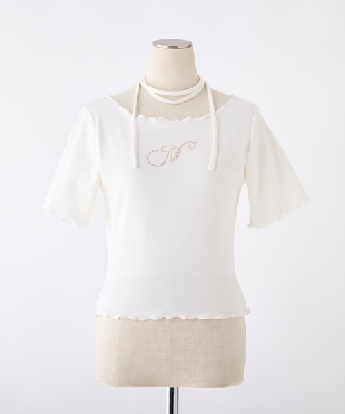 one after another NICE CLAUP（ワンアフターアナザーナイスクラップ）の「チョーカーセットラインストーンTシャツ【WEB限定色あり】（Tシャツ/カットソー・レディース・オフホワイト/ブラック系その他/杢グレー/ホワイト系その他2/ピンク/レッド/ホワイト系その他・FREE）」の15枚目の写真