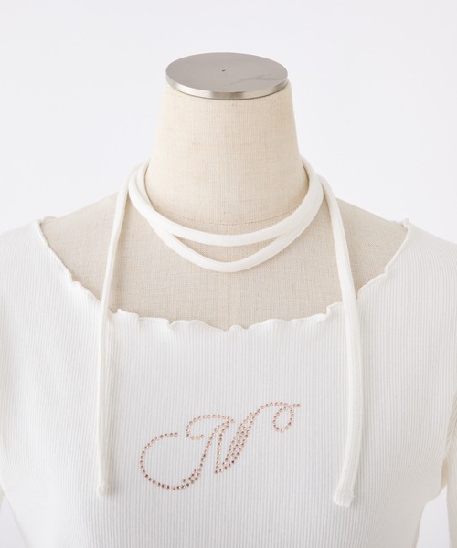 one after another NICE CLAUP（ワンアフターアナザーナイスクラップ）の「チョーカーセットラインストーンTシャツ【WEB限定色あり】（Tシャツ/カットソー・レディース・オフホワイト/ブラック系その他/杢グレー/ホワイト系その他2/ピンク/レッド/ホワイト系その他・FREE）」の18枚目の写真