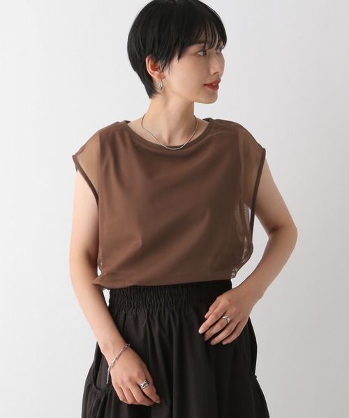 セール】チュールレイヤードノースリーブ 132391（Tシャツ