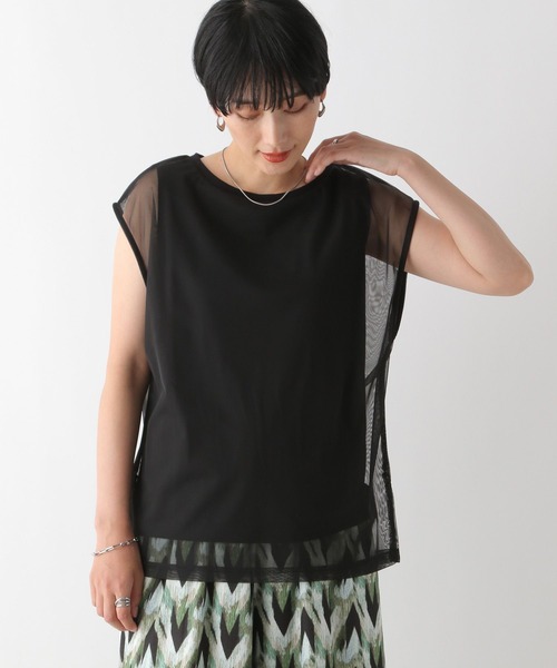 LEPSIM（レプシィム）の「チュールレイヤードノースリーブ　132391（Tシャツ/カットソー・レディース・ブラウン/ブルー/ブラック・FREE）」の4枚目の写真