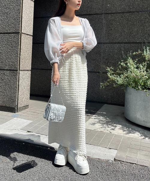 one after another NICE CLAUP（ワンアフターアナザーナイスクラップ）の「シアーボリュームスリーブパーカー（マウンテンパーカー・レディース・オフホワイト/グレー/ブラック・FREE）」の8枚目の写真