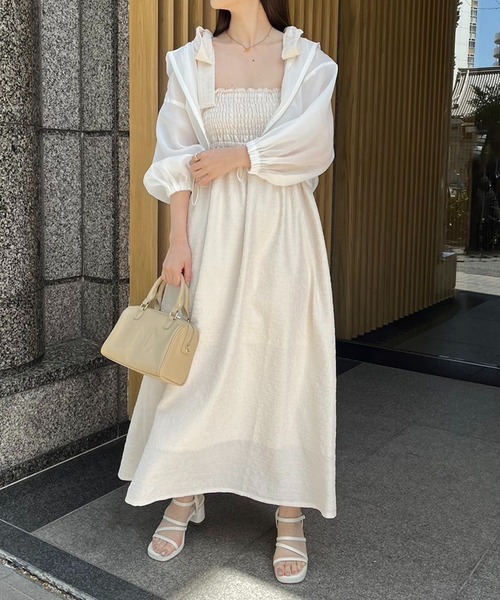 one after another NICE CLAUP（ワンアフターアナザーナイスクラップ）の「シアーボリュームスリーブパーカー（マウンテンパーカー・レディース・オフホワイト/グレー/ブラック・FREE）」の5枚目の写真