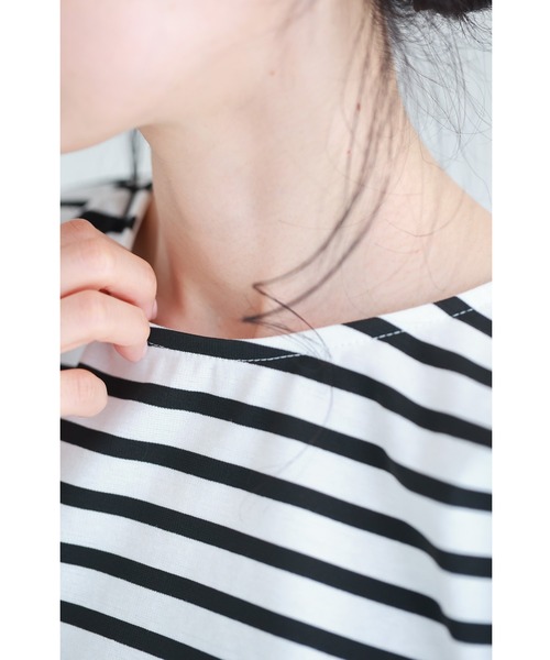 ぽわんと風船パフスリーブのボーダーカットソートップス(Tシャツ/カットソー)|CAWAII(カワイイ) ぽわんと風船パフスリーブのボーダーカットソートップス(Tシャツ/カットソー)|CAWAII(カワイイ)