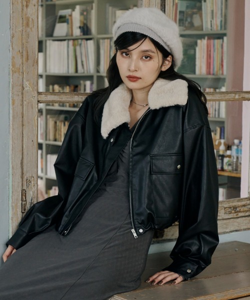 極美品✨ SOV. レザー ジャケット　ノーカラー　フリル 極美品✨ SOV. レザー ジャケットノーカラーフリル