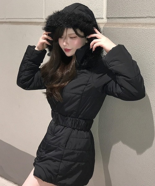 セール】【主役級・シルエット最強！】ベルト付き ファー 中綿ダウン