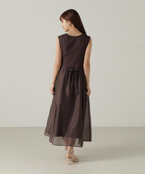 PROPORTION BODY DRESSING（プロポーションボディドレッシング）の「ニットドッキングシアーワンピース / 1214240507（ワンピース・レディース・グリーン/ブラウン/ピンク・MEDIUM/SMALL）」の4枚目の写真