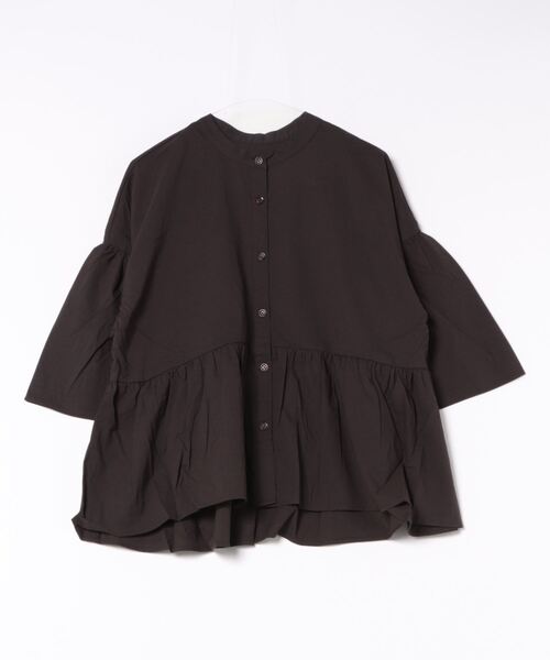 LOWRYS FARM(ローリーズファーム)の「バンドカラーフレアスリーブ8S 116611(シャツ/ブラウス・レディース・ブラック/ダークブラウン/ピンク/アイボリー/ブルー・FREE)」の4枚目の写真