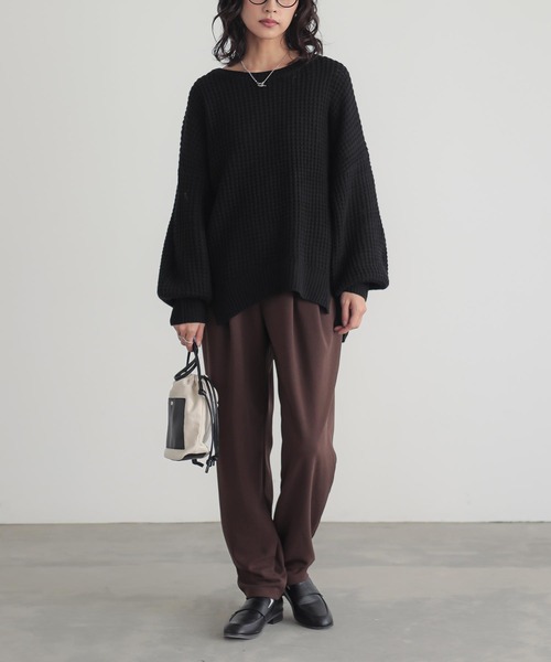 n'OrLABEL（ノアールレーベル）の「カットジョーゼットタックテーパードパンツ（スラックス・レディース・グレー/ブラウン/ブラック・1/2）」の13枚目の写真