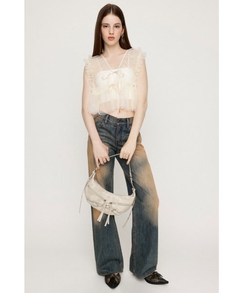 SLY（スライ）の「2WAY FRILL TULLE VEST 2ウェイ フリル チュール ベスト（シャツ/ブラウス・レディース・ブラック/アイボリー・FREE）」の8枚目の写真