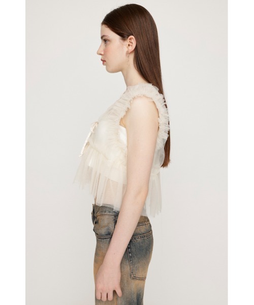 2WAY RUFFLED TULLE VEST ブラック SLY（スライ）の「2WAY FRILL TULLE VEST 2ウェイ フリル