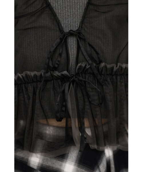 2WAY RUFFLED TULLE VEST ブラック SLY（スライ）の「2WAY FRILL TULLE VEST 2ウェイ フリル チュール