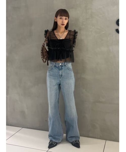 SLY（スライ）の「2WAY FRILL TULLE VEST 2ウェイ フリル