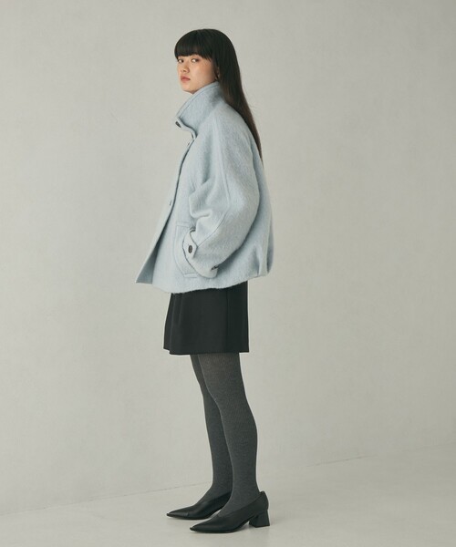 EMMEL REFINES（エメルリファインズ）の「＜EMMEL REFINES＞EM スタンドネック シャギー ショートコート（ピーコート・レディース・ライトブルー/ナチュラル・FREE）」の17枚目の写真