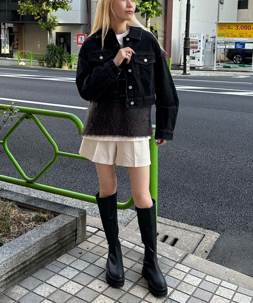 archives（アルシーヴ）の「ショートＧジャン（デニムジャケット・レディース・ネイビー/ブラック・MEDIUM）」の15枚目の写真