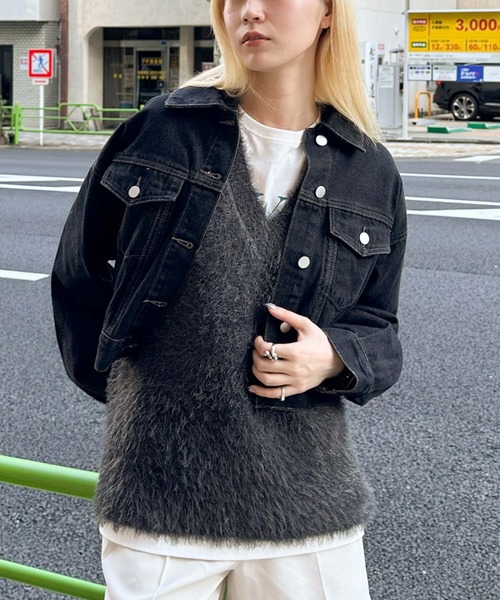 archives（アルシーヴ）の「ショートＧジャン（デニムジャケット・レディース・ネイビー/ブラック・MEDIUM）」の12枚目の写真