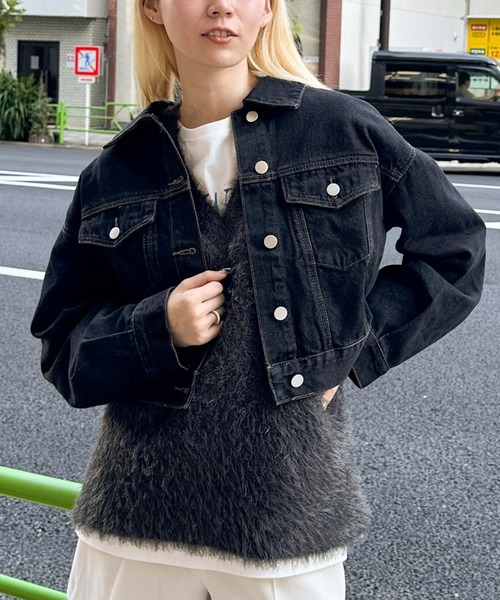 archives（アルシーヴ）の「ショートＧジャン（デニムジャケット・レディース・ネイビー/ブラック・MEDIUM）」の13枚目の写真