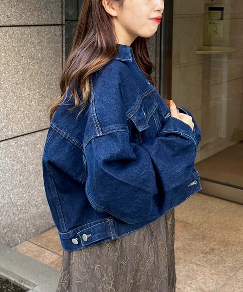 archives（アルシーヴ）の「ショートＧジャン（デニムジャケット・レディース・ネイビー/ブラック・MEDIUM）」の4枚目の写真