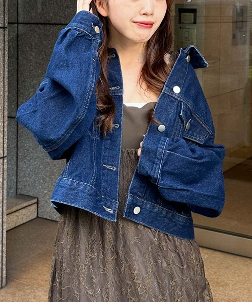 archives（アルシーヴ）の「ショートＧジャン（デニムジャケット・レディース・ネイビー/ブラック・MEDIUM）」の6枚目の写真