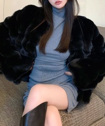 REMUR（レミュール）の「ファーブルゾン ファーショートコート（ノーカラーコート）」