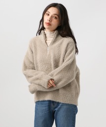 BAYFLOW | [セットアップで着用可能]シャギーニットハイネックジッププルオーバー(ニット/セーター)