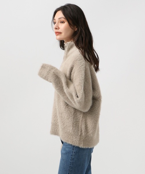 BAYFLOW（ベイフロー）の「[セットアップで着用可能]シャギーニットハイネックジッププルオーバー（ニット/セーター・レディース・チャコール/グレイッシュベージュ・FREE）」の7枚目の写真