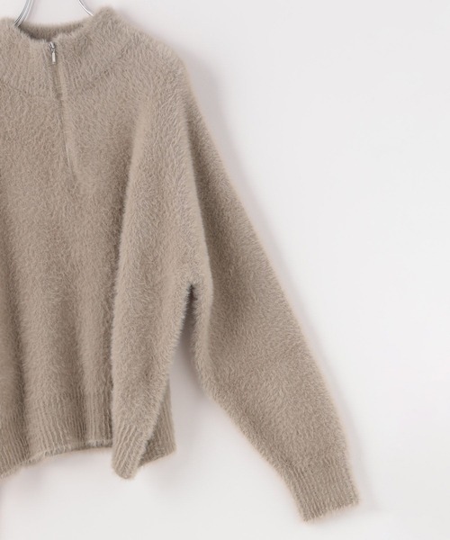 BAYFLOW（ベイフロー）の「[セットアップで着用可能]シャギーニットハイネックジッププルオーバー（ニット/セーター・レディース・チャコール/グレイッシュベージュ・FREE）」の12枚目の写真