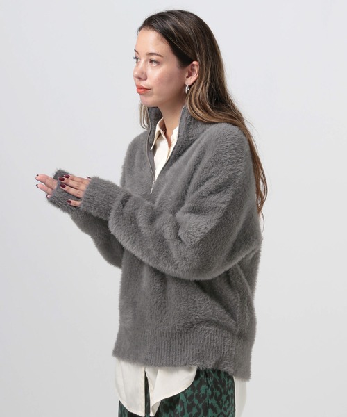 BAYFLOW（ベイフロー）の「[セットアップで着用可能]シャギーニットハイネックジッププルオーバー（ニット/セーター・レディース・チャコール/グレイッシュベージュ・FREE）」の19枚目の写真