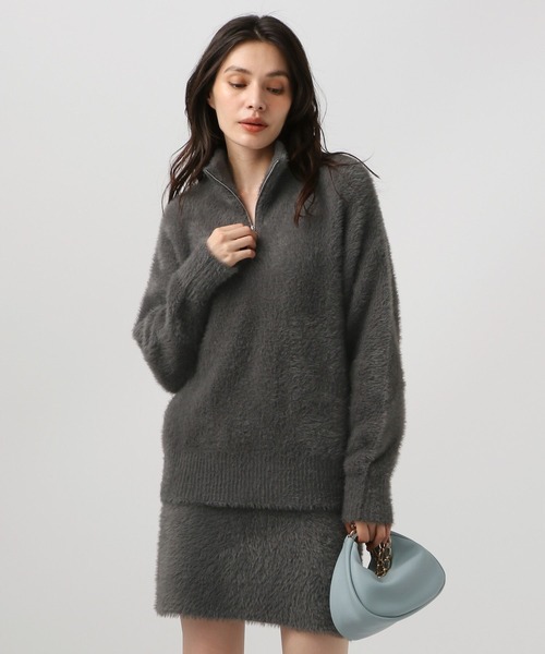 BAYFLOW（ベイフロー）の「[セットアップで着用可能]シャギーニットハイネックジッププルオーバー（ニット/セーター・レディース・チャコール/グレイッシュベージュ・FREE）」の20枚目の写真