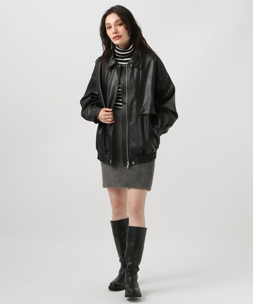 BAYFLOW（ベイフロー）の「[セットアップで着用可能]シャギーニットハイネックジッププルオーバー（ニット/セーター・レディース・チャコール/グレイッシュベージュ・FREE）」の22枚目の写真