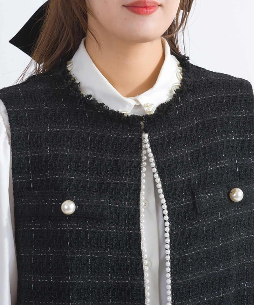 PICCIN(ピッチン)の「【WEB限定】ツイードパールジレ(ベスト・レディース・ブラック系その他・L/M)」の9枚目の写真