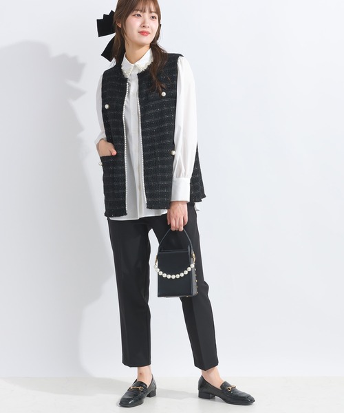 PICCIN(ピッチン)の「【WEB限定】ツイードパールジレ(ベスト・レディース・ブラック系その他・L/M)」の6枚目の写真
