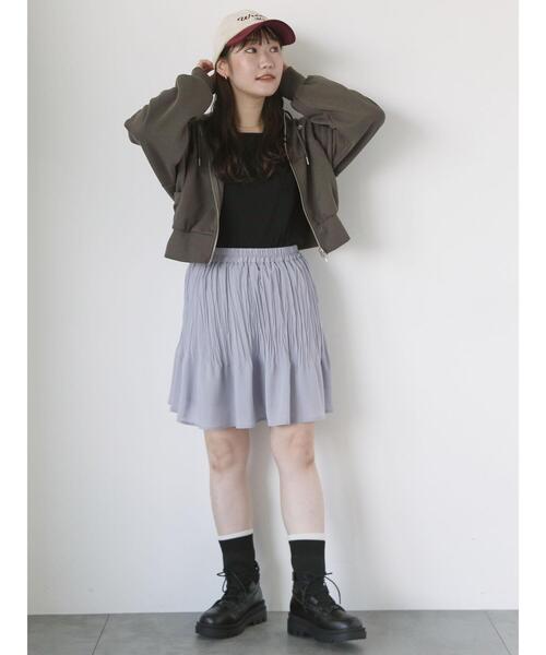 ehka sopo(エヘカソポ)の「ワンポイント刺繍ショート丈ジップパーカー(Tシャツ/カットソー・レディース・キナリ/グレー/ブルー/モカ・F)」の14枚目の写真