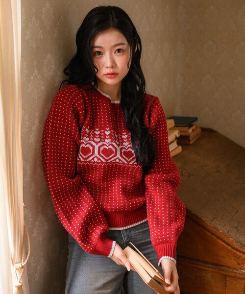 ems excite（エムズエキサイト）の「ノルディックNTPO（ニット/セーター・レディース・オフホワイト/ブルー/レッド・FREE）」の4枚目の写真