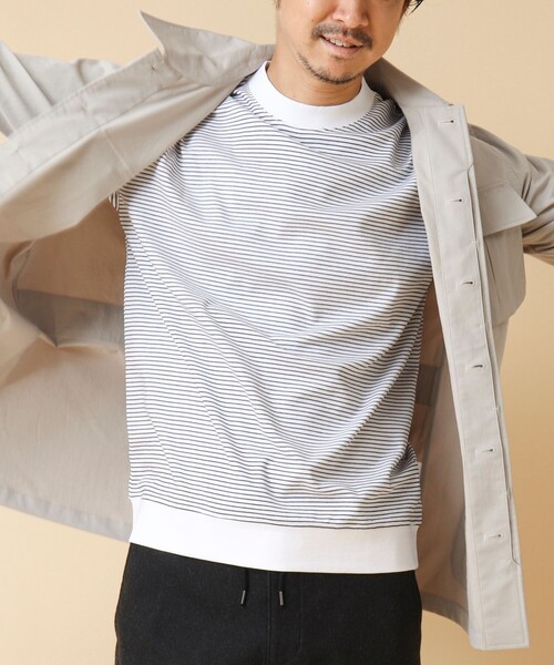 NOLLEY’S（ノーリーズ）の「《ビジカジ対応》セミシルケットスムース ボーダードレスT長袖 24AW（Tシャツ/カットソー・メンズ・ホワイト/ブラック/キナリ・XL/L/M/S）」の11枚目の写真