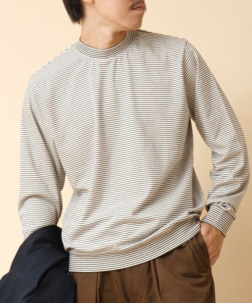 NOLLEY’S（ノーリーズ）の「《ビジカジ対応》セミシルケットスムース ボーダードレスT長袖 24AW（Tシャツ/カットソー・メンズ・ホワイト/ブラック/キナリ・XL/L/M/S）」の19枚目の写真