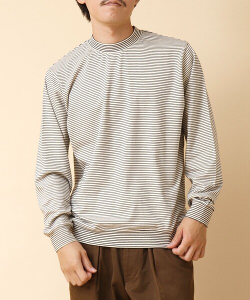 NOLLEY’S（ノーリーズ）の「《ビジカジ対応》セミシルケットスムース ボーダードレスT長袖 24AW（Tシャツ/カットソー・メンズ・ホワイト/ブラック/キナリ・XL/L/M/S）」の20枚目の写真