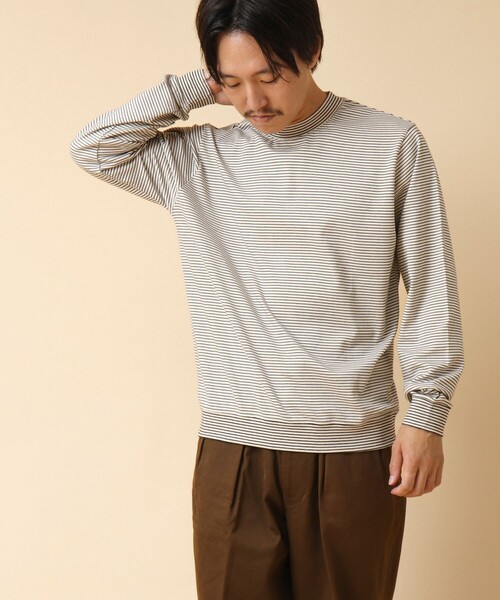 NOLLEY’S（ノーリーズ）の「《ビジカジ対応》セミシルケットスムース ボーダードレスT長袖 24AW（Tシャツ/カットソー・メンズ・ホワイト/ブラック/キナリ・XL/L/M/S）」の22枚目の写真