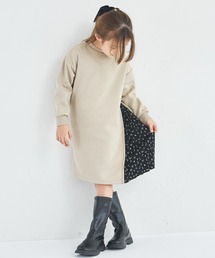 pairmanon（ペアマノン）の「【ぬくふわ】裏起毛 サイドプリーツ ドッキング ワンピース（ワンピース・キッズ）」