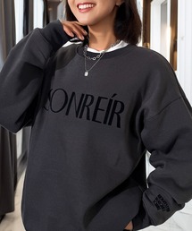 ふんわり 肌ざわり フロッキー ロゴ スウェット トレーナー 韓国ファッション