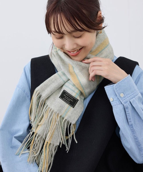ROPE' PICNIC(ロペピクニック)の「ウールチェックストール(ストール/ショール・レディース・チャコールグレー/ライトグレー/ベージュ・FREE)」の1枚目の写真