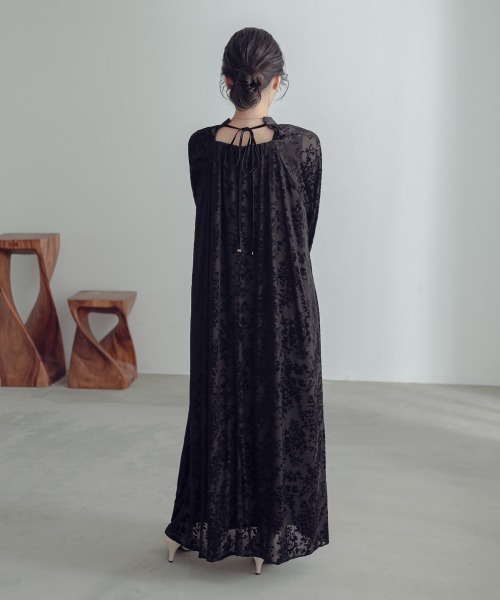 ベロアオパールワンピースドレス 大きいサイズ有 〔Neina〕（ドレス