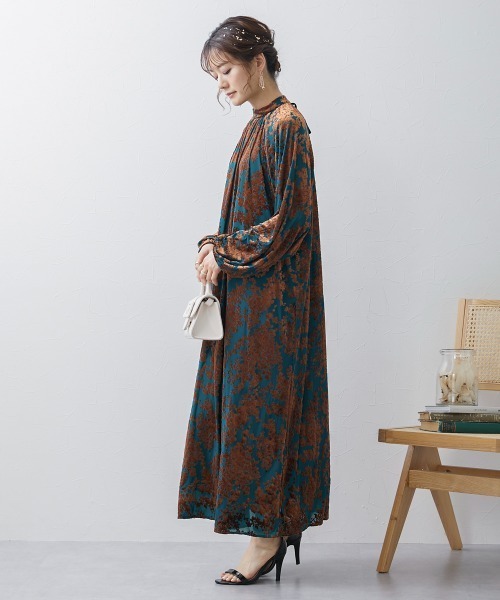 セール】ベロアオパールワンピースドレス 大きいサイズ有 〔Neina