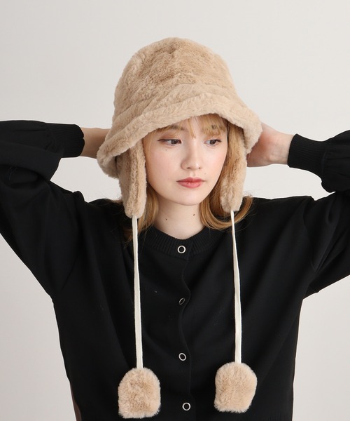 セール】RUCCHE 耳当て付フェイクファーバケットハット（ハット