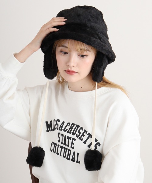 セール】RUCCHE 耳当て付フェイクファーバケットハット（ハット