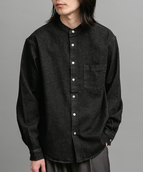 URBAN RESEARCH Sonny Label（アーバンリサーチサニーレーベル）の「10オンスデニムバンドカラーシャツ（シャツ/ブラウス・メンズ・ブラック/インディゴブルー・MEDIUM/LARGE）」の6枚目の写真