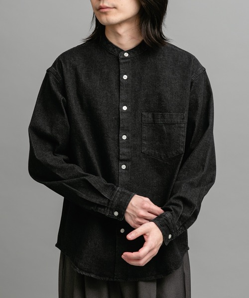 URBAN RESEARCH Sonny Label（アーバンリサーチサニーレーベル）の「10オンスデニムバンドカラーシャツ（シャツ/ブラウス・メンズ・ブラック/インディゴブルー・MEDIUM/LARGE）」の7枚目の写真